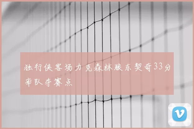 独行侠客场力克森林狼东契奇33分率队夺赛点